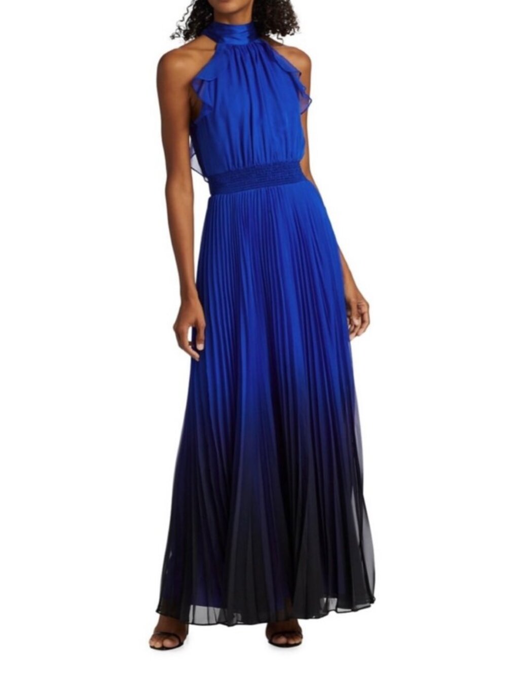 ALICE + OLIVIA Ombre Maxi Dress Halter Top Pleated Size Small - Excellent